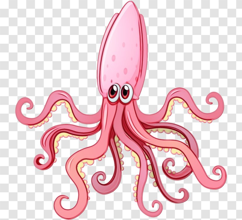 Octopus Cartoon - Taningia Danae - Animal Figure Pink Transparent PNG