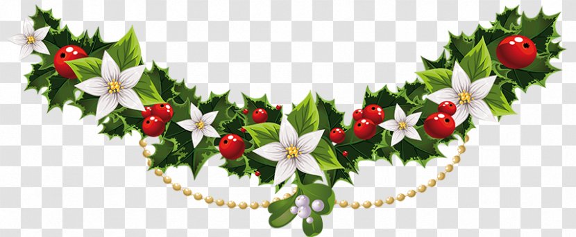 Christmas Decoration Tree Clip Art - Mistletoe - Couronne De Fleurs Transparent PNG