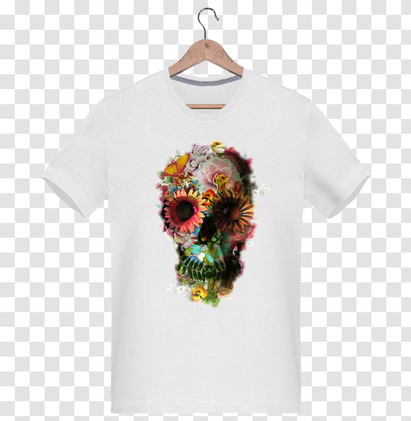 T-shirt Skull Flower Floral Design Human Head - T Shirt Transparent PNG