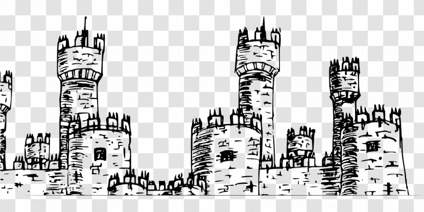 Castle Clip Art - Monochrome Transparent PNG