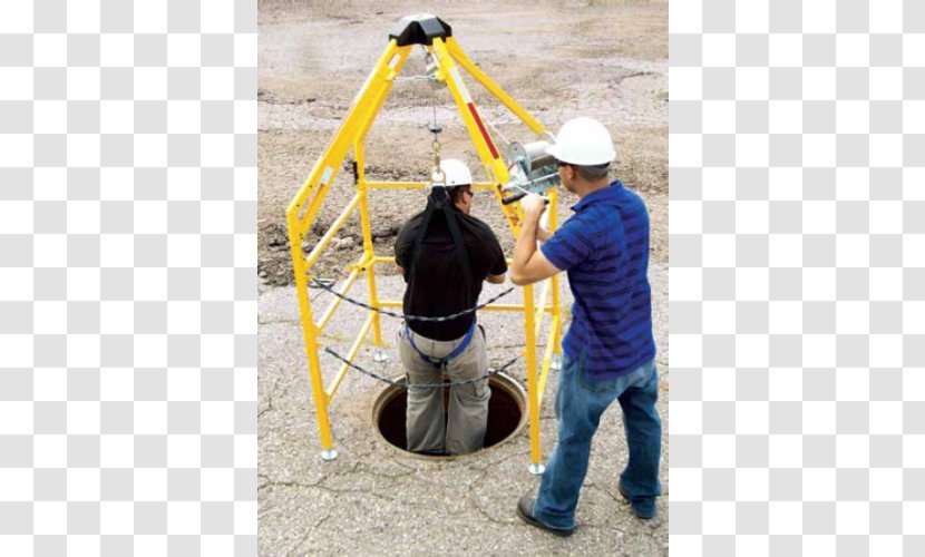 Manhole Fall Protection Confined Space Rope Guard Rail - Construction Worker Transparent PNG