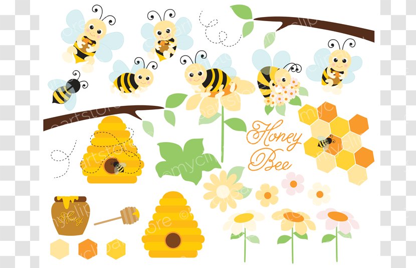 Honey Bee Bumblebee Clip Art - Yellow - Bees And Label Vector Material Transparent PNG