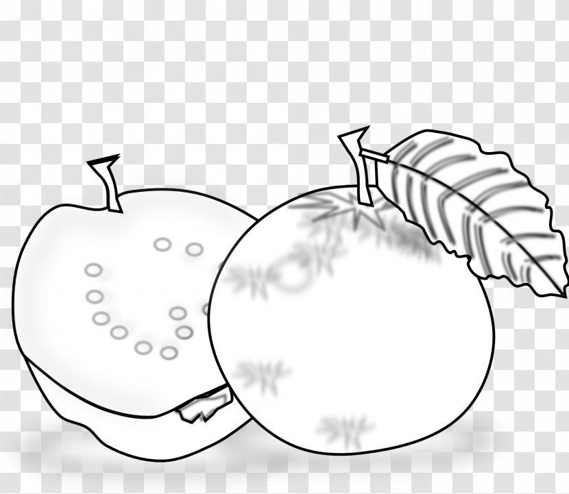 Black And White Guava Drawing Clip Art - Monochrome - Inkscape Images Transparent PNG