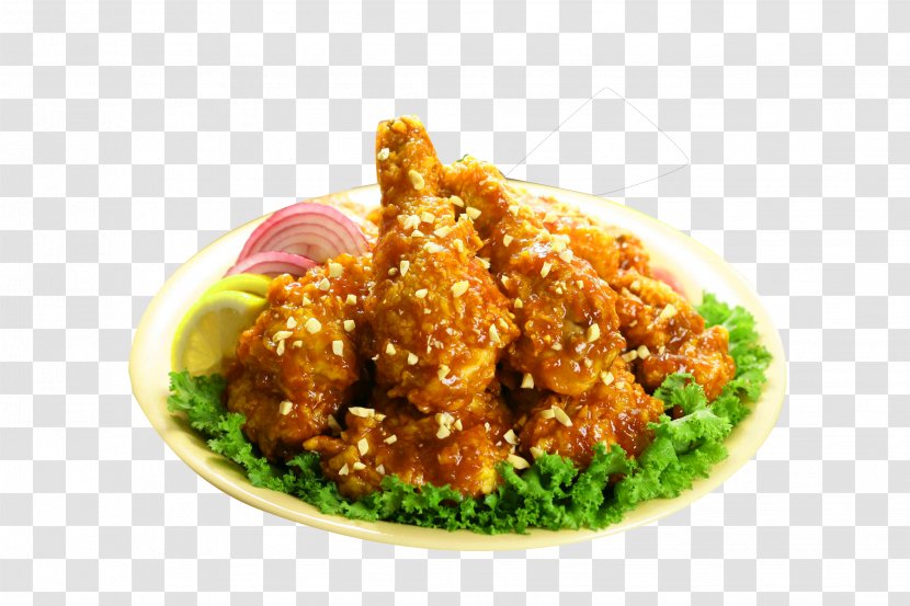 Korean Fried Chicken Barbecue KFC - Dish - Delicious Free Pull Image Transparent PNG