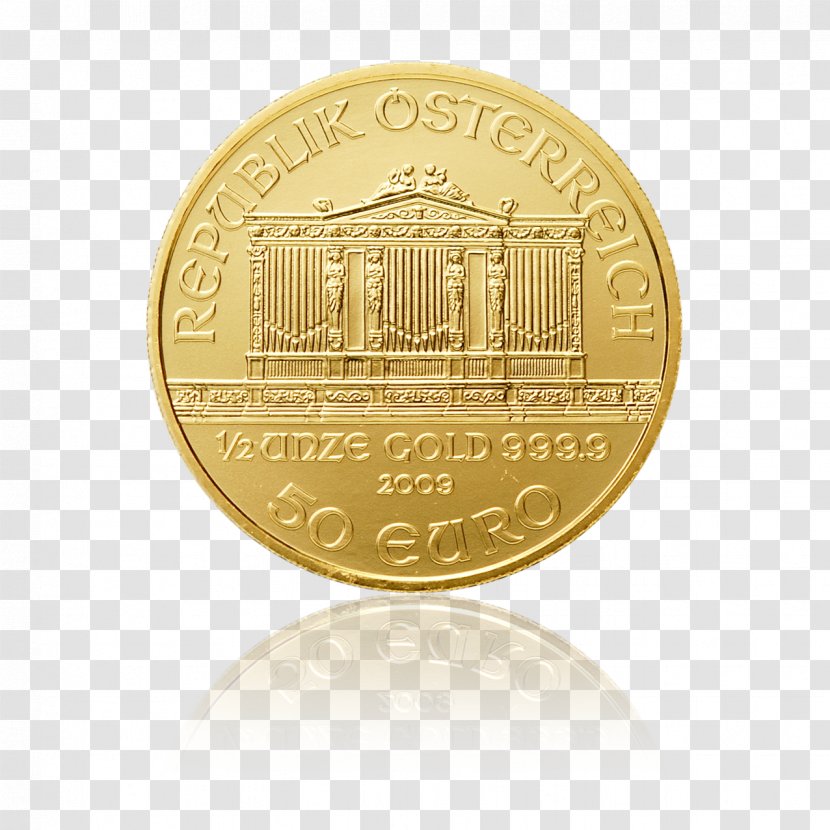Bitcoin Gold Vienna Philharmonic Bullion Coin - Cryptocurrency Transparent PNG