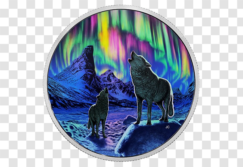 Light Coin Canada Aurora Silver - Royal Canadian Mint - Wolf Howling In The Moonlight Transparent PNG