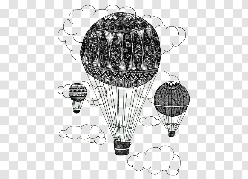 Hot Air Balloon Night Of Warm Hearts Gala <br> Warming Homes For Our Futures Drawing Image - Monochrome Photography Transparent PNG