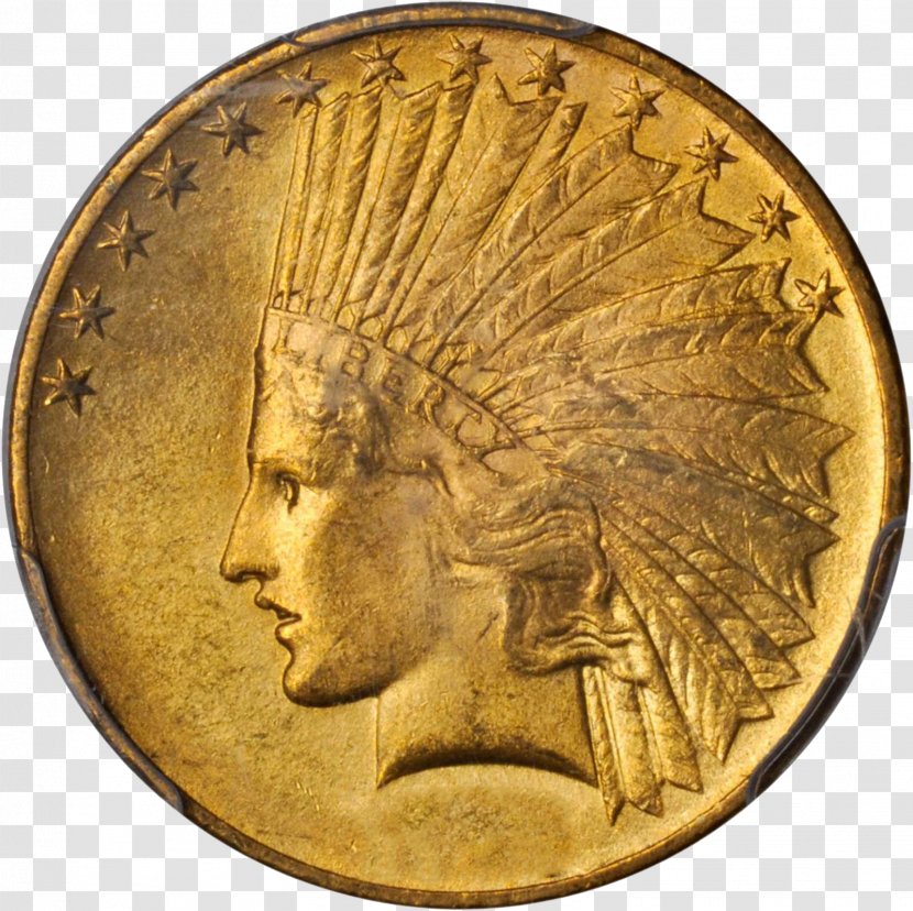 Coin Gold Metal Double Eagle - Indian Head - Lakshmi Transparent PNG