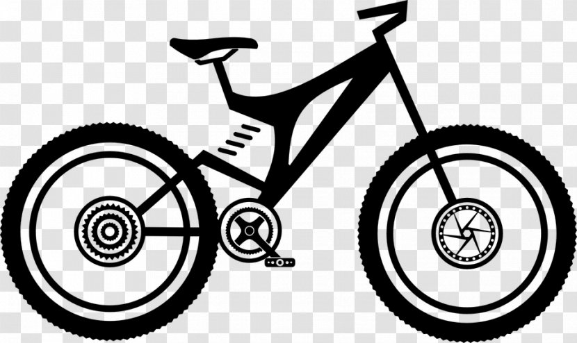 Bicycle Mountain Bike Cycling Clip Art - Black And White - Dirtbikefree Transparent PNG
