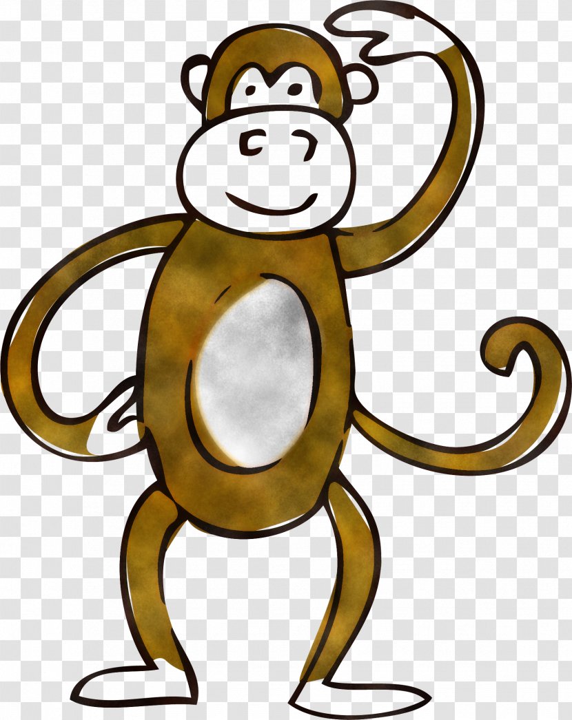 Cartoon Pleased Line Art Old World Monkey Transparent PNG