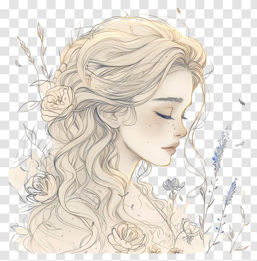 Disney Princess - Delicate Woman With Flowers Transparent PNG