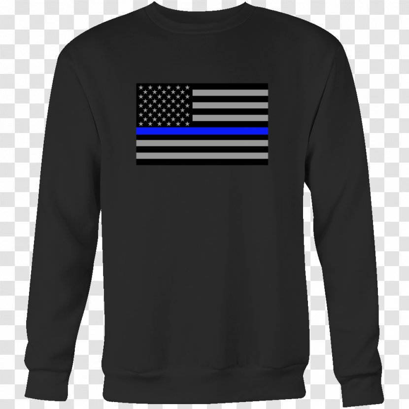 Long-sleeved T-shirt Clothing Crew Neck - Outerwear - Blue Line Flag Transparent PNG
