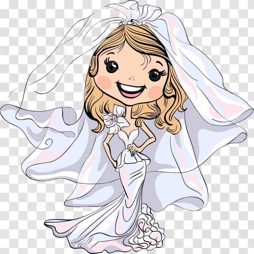 Wedding Invitation Bridegroom Cartoon - Silhouette - Happy Bride Transparent PNG