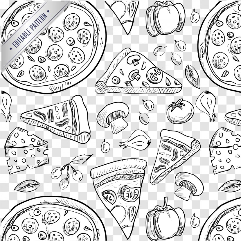 Pizza Italian Cuisine Drawing Clip Art - Hand-painted Delicious Transparent PNG