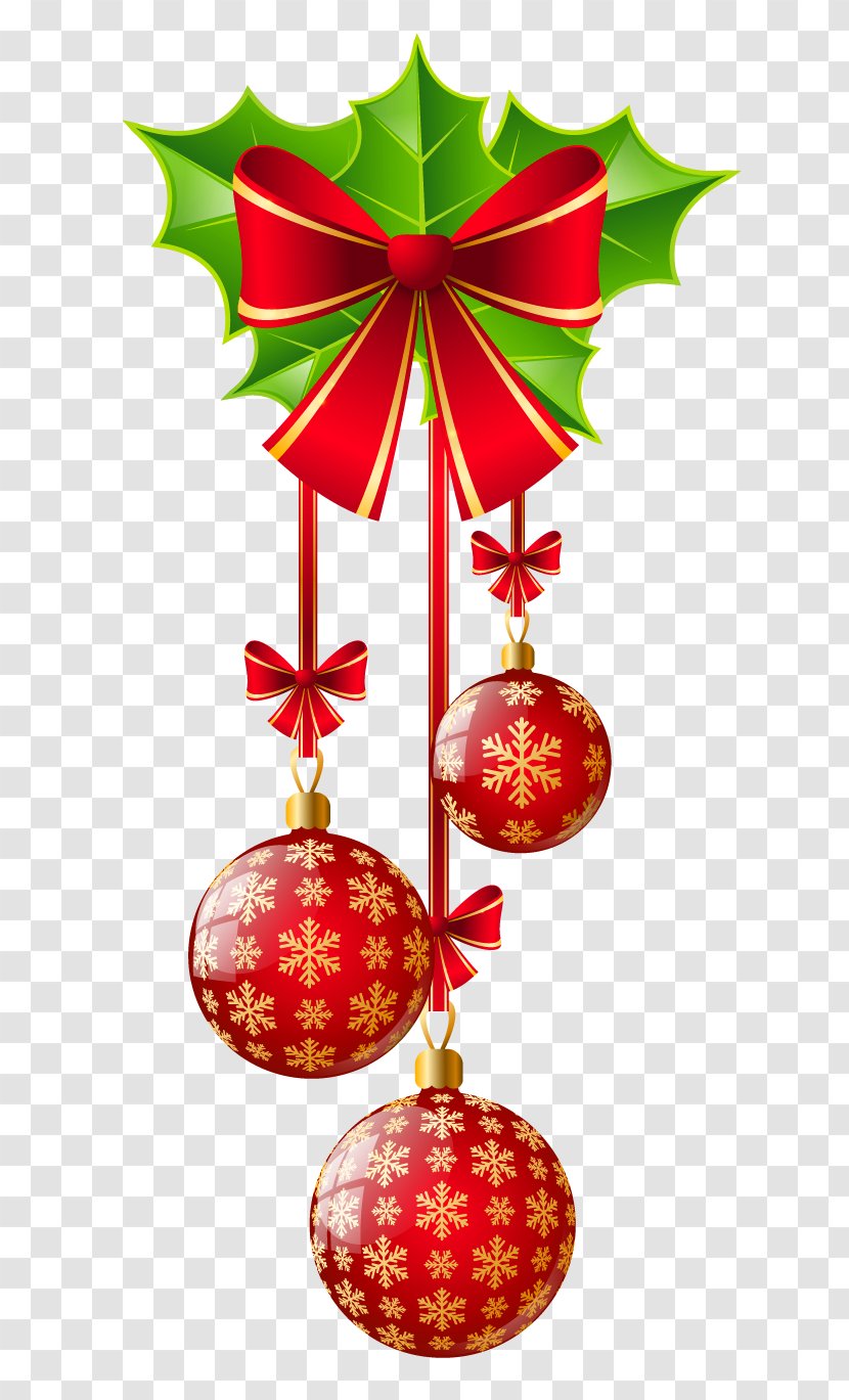 Christmas Ornament Decoration Clip Art - Transparent Red Ornaments With Bow Transparent PNG
