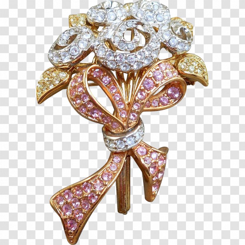 Jewellery Brooch Gemstone Gold Estate Jewelry - Swarovski - Flor Transparent PNG