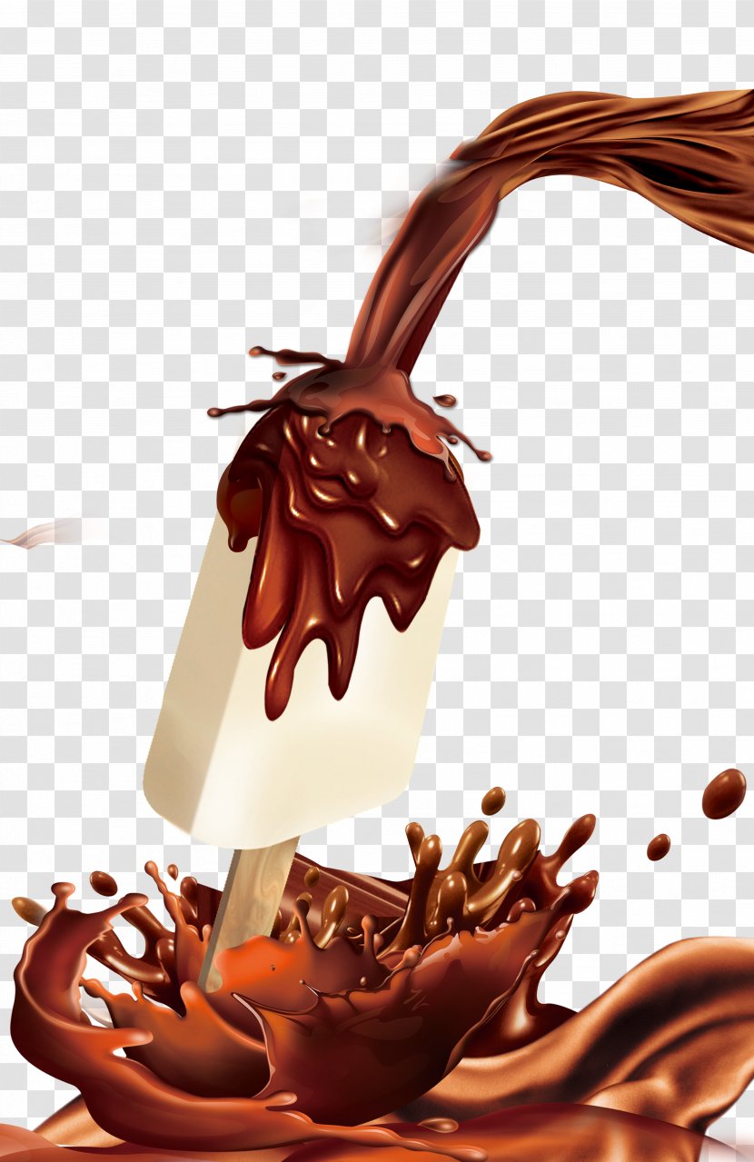 Ice Cream Chocolate Cake Milk - Splash Syrup And Popsicle Transparent PNG