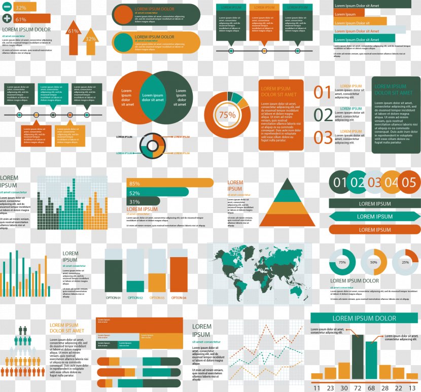 Infographic Download Element Set - Vector Painted PPT Triangle Circular Map Transparent PNG