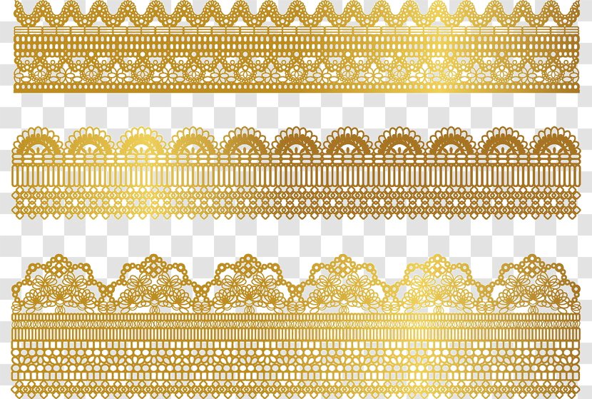 Lace Gold Textile Ribbon - Ornament - Border Transparent PNG