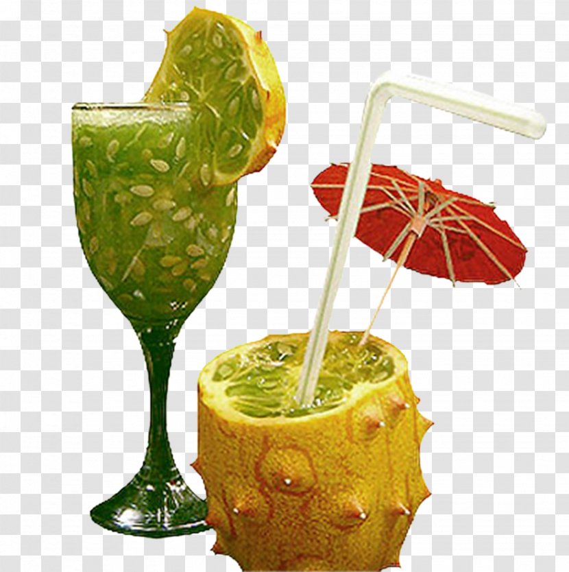 Juice Cocktail Garnish Health Shake Horned Melon Non-alcoholic Drink - Non Alcoholic Beverage - Cute Cup Transparent PNG
