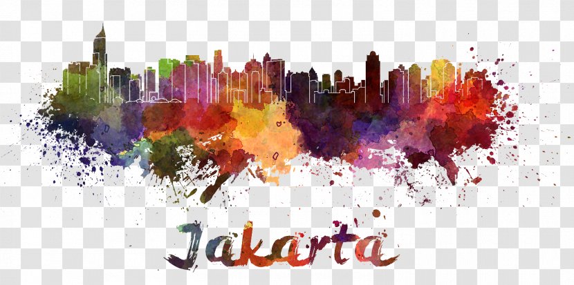 Jakarta Royalty-free - Watercolor Painting - Skyline Transparent PNG