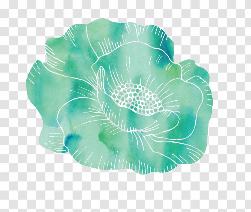 Watercolor Painting Clip Art - Color - Green Flowers Transparent PNG