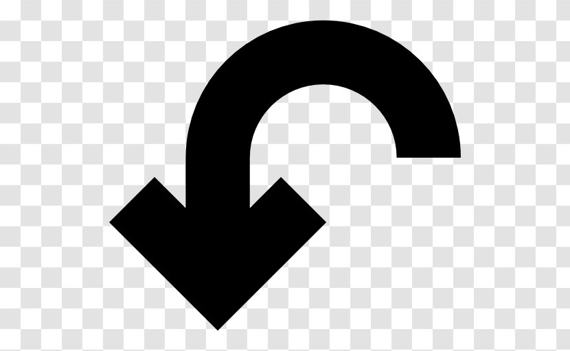 Curve Arrow Right Angle - Black And White Transparent PNG