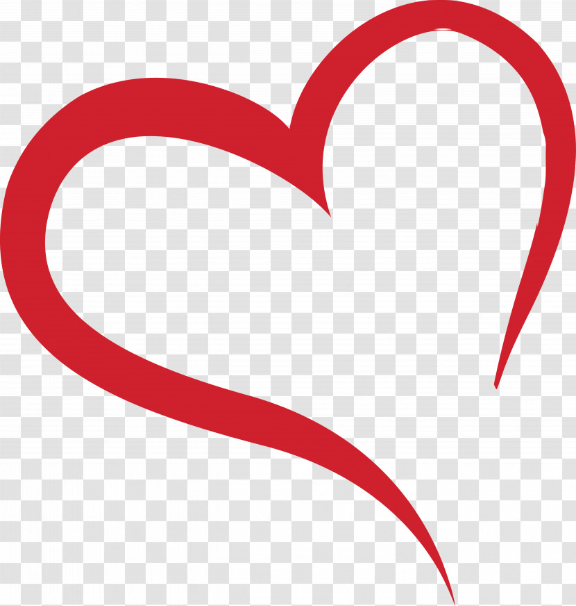 Unclosed Hand Drawing Red Heart Transparent PNG
