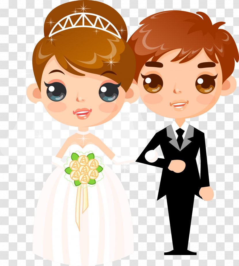 Wedding Caricature Bride Cartoon Clip Art - Watercolor Transparent PNG