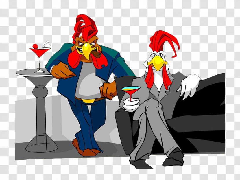 Cocktail Chicken Cartoon Illustration - Drink Banquet Cock Transparent PNG