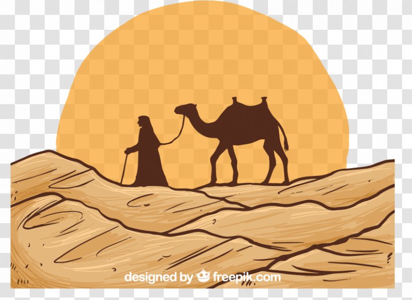 Sahara Bactrian Camel Painted Desert Landscape Transparent PNG