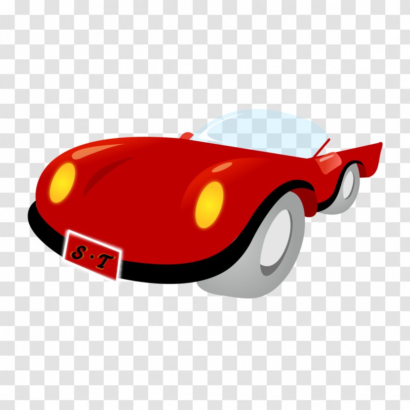 Santa Claus Sports Car - Driving - Red Design Transparent PNG