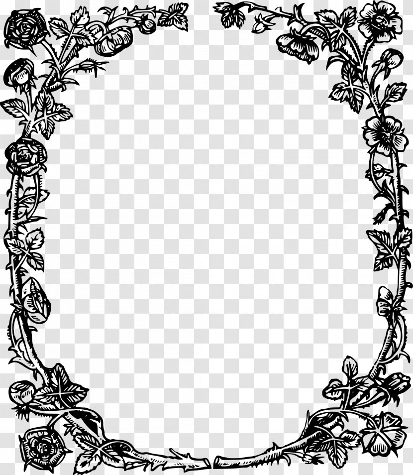 England Tudor Period Public Domain Clip Art - Monochrome - Rose Frame Transparent PNG