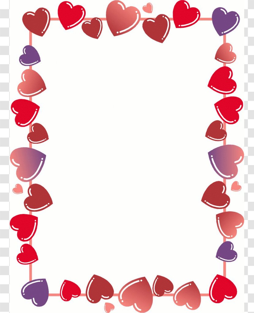 Valentine's Day Love Happiness Greeting & Note Cards Clip Art - Magenta - Heart Border For Word Transparent PNG