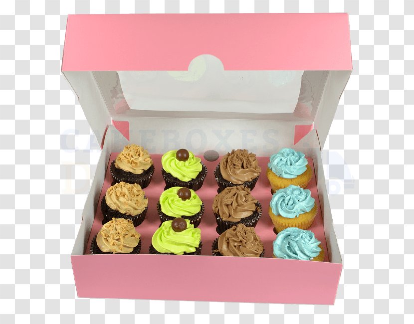 Petit Four Cupcake Window Box Bakery - Snack - PINK CAKE Transparent PNG