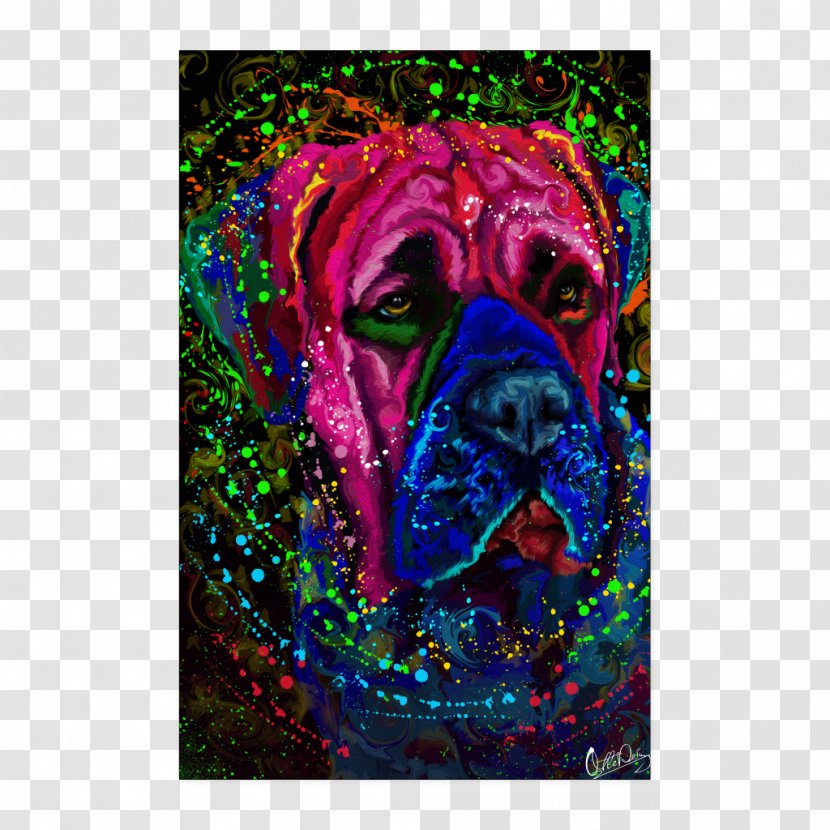 Dog Modern Art Acrylic Paint Dye Magenta Transparent PNG