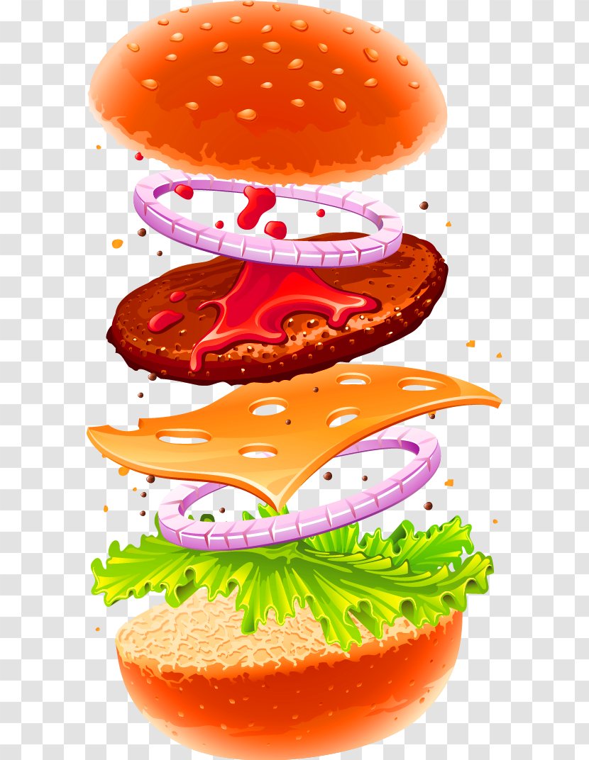 Hamburger Cheeseburger Veggie Burger Fast Food French Fries - Finger - Brown Simple Gourmet Decoration Pattern Transparent PNG