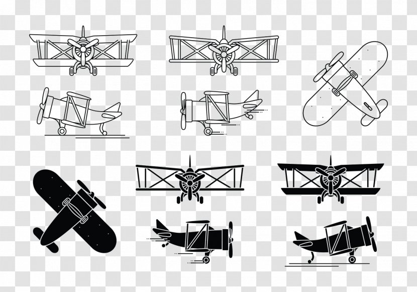 Airplane Biplane Fixed-wing Aircraft - Symbol - Vector Transparent PNG