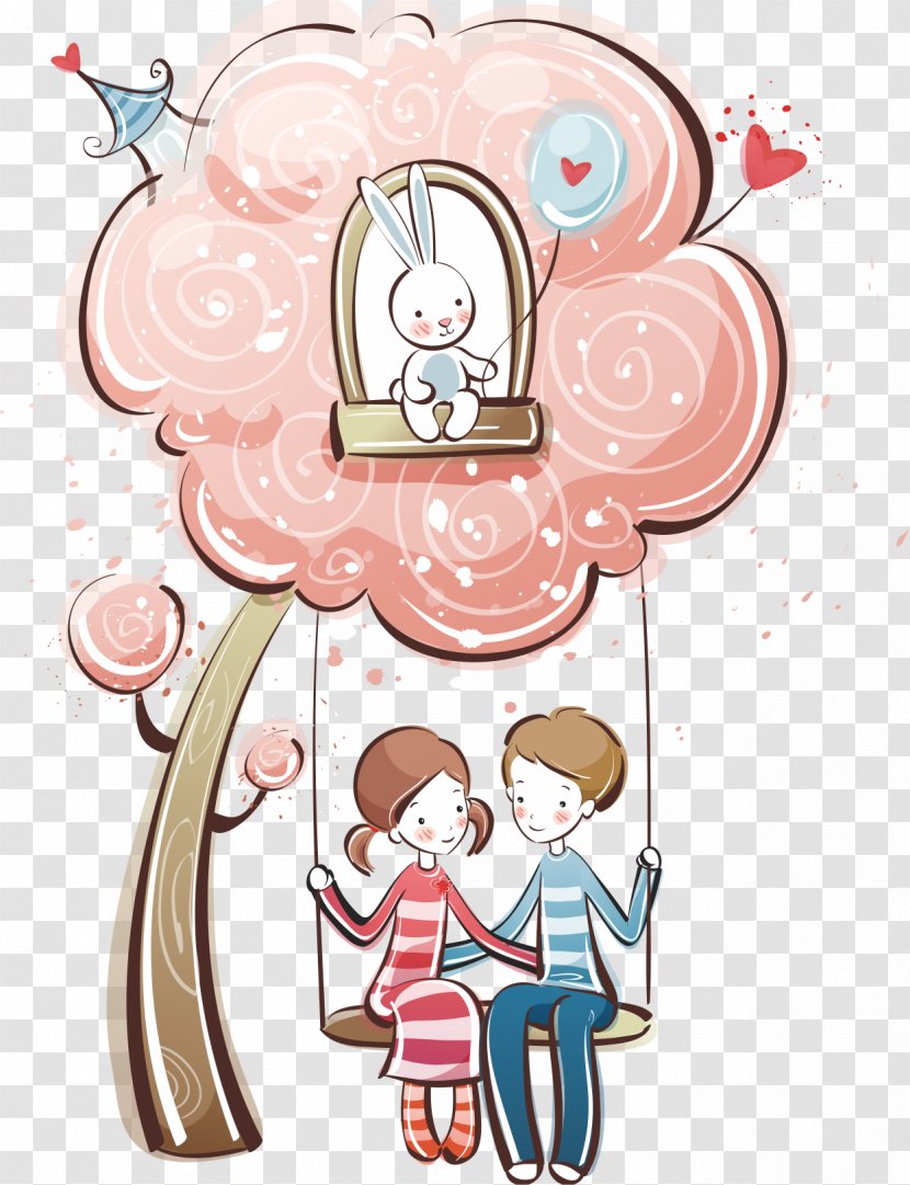 Valentine's Day Cartoon Wallpaper - Tree - Lover Transparent PNG