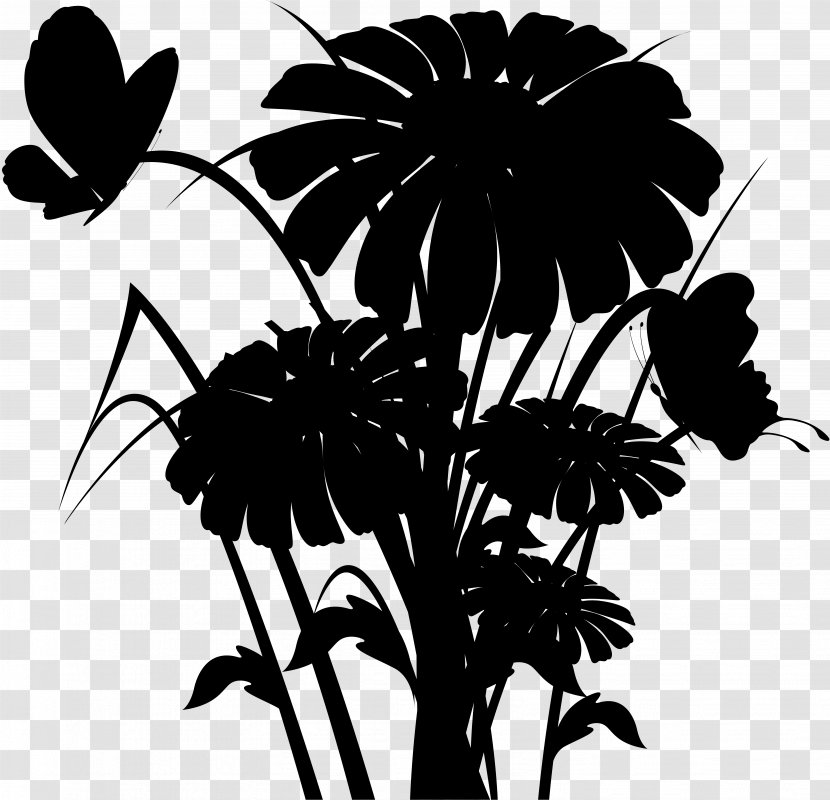 Palm Trees Floral Design Leaf Chrysanthemum - Daisy Family - Black M Transparent PNG
