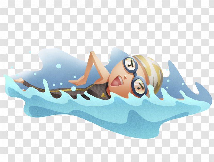 Swimmer Drawing Animation - Cartoon - Athlete Swimming Hand Painted Transparent PNG