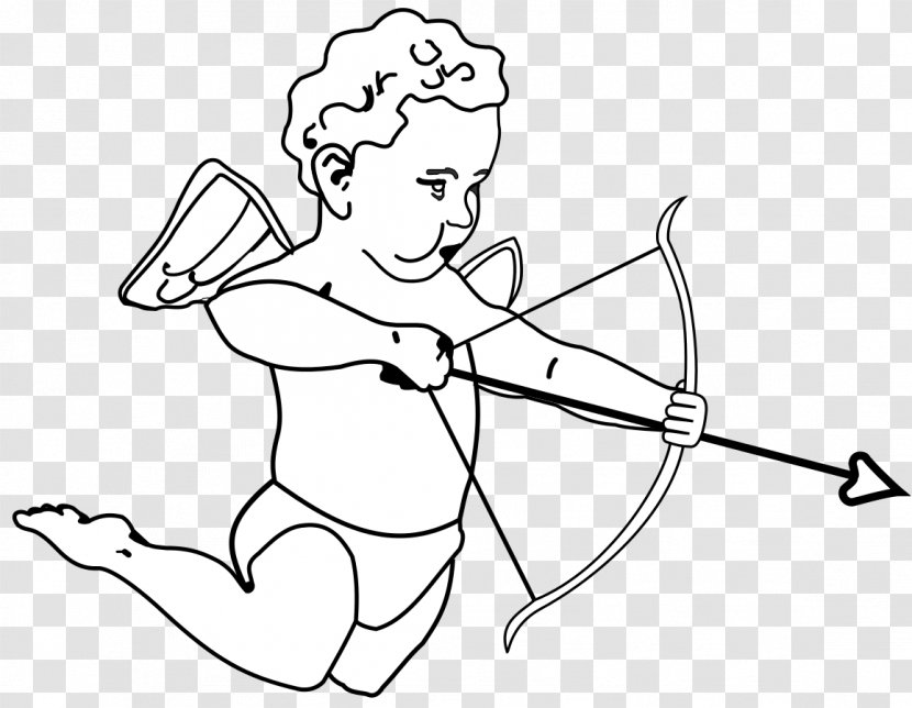 Cupid Love Coloring Book Colouring Pages Valentine's Day - Silhouette Transparent PNG