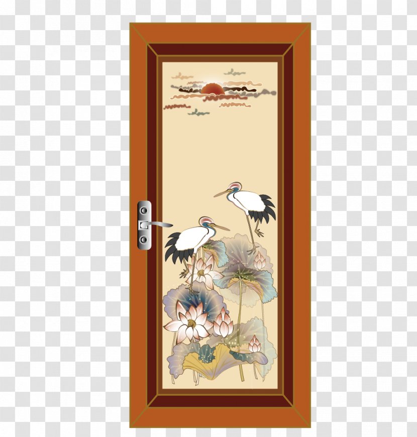 Picture Frame Text Creativity The Arts Cartoon - Red-crowned Crane Creative Door Transparent PNG
