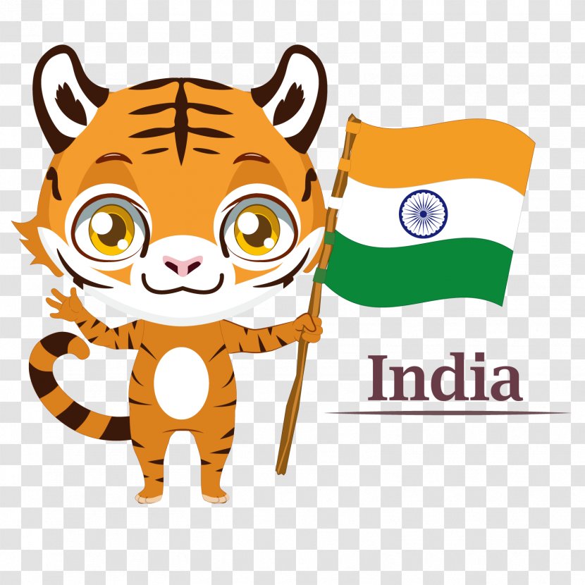 Bengal Tiger Flag Of India Illustration - Cartoon - Vector Transparent PNG