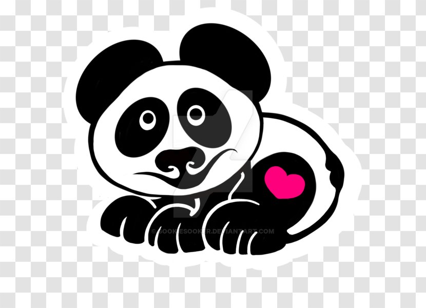 Cartoon Character White Clip Art - Black - Panda Heart Transparent PNG