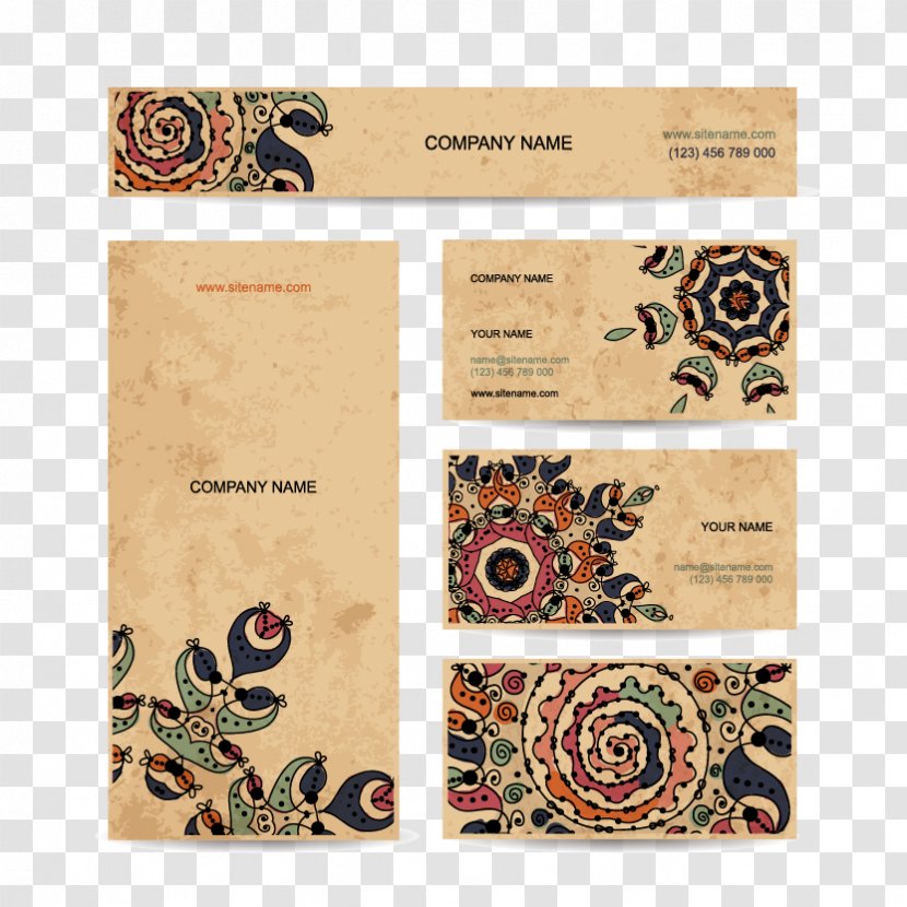 Elegant Floral Card Vector Material - Visiting - Kraft Paper Transparent PNG