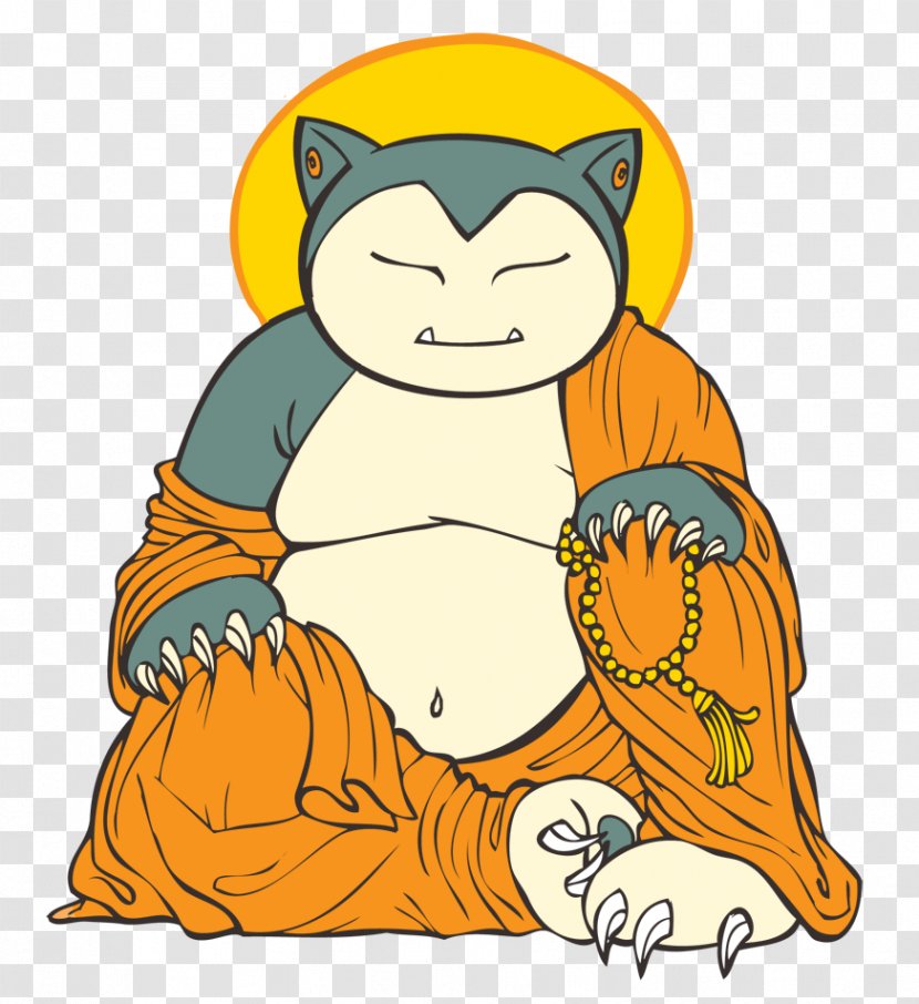 Snorlax Pokémon Buddhism Sticker T-shirt - Cat - Buddha Drawing Transparent PNG