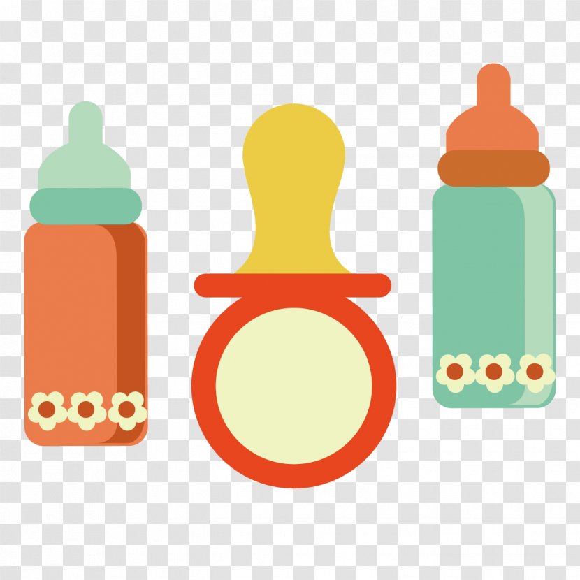 Baby Bottle Child Pacifier Infant - Flower - Vector Material Transparent PNG