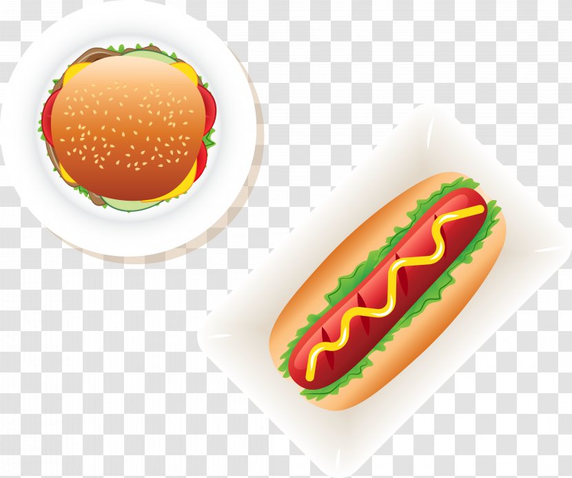Hot Dog Hamburger Fast Food Cheeseburger Barbecue - Vector Transparent PNG