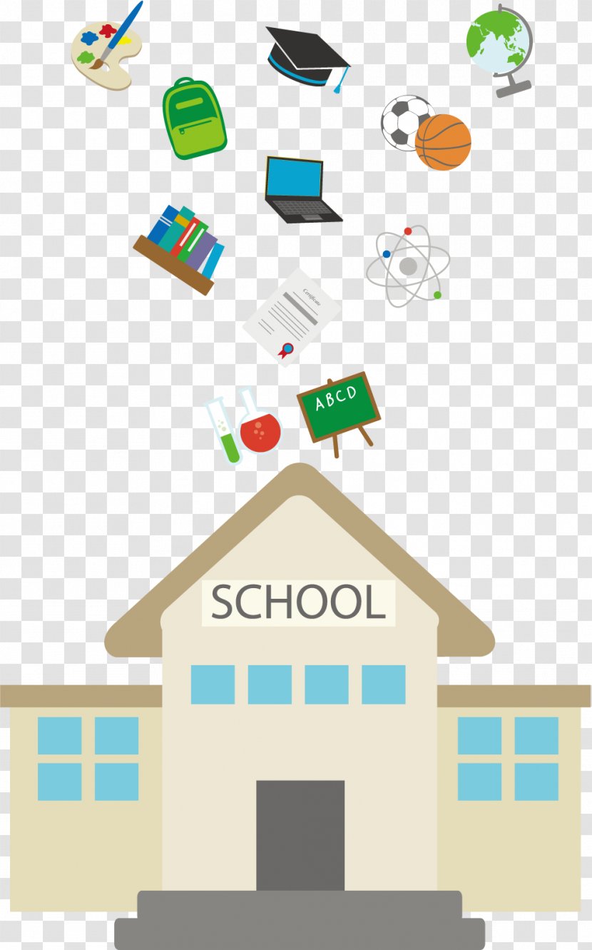 Cartoon School Clip Art - Logo - Vector Icon And Elements Of Buildings Transparent PNG